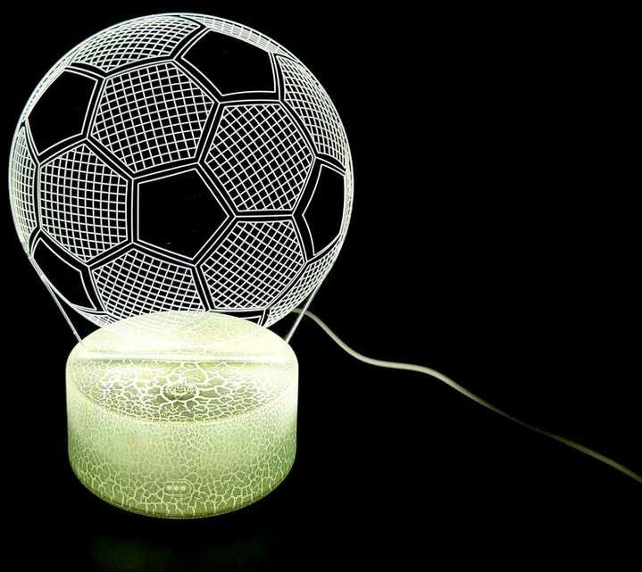 Evermore Enterprise Zhejiang Futbolo naktinė lempa – 3 spalvos, USB/AAA, puiki dovana vaikams