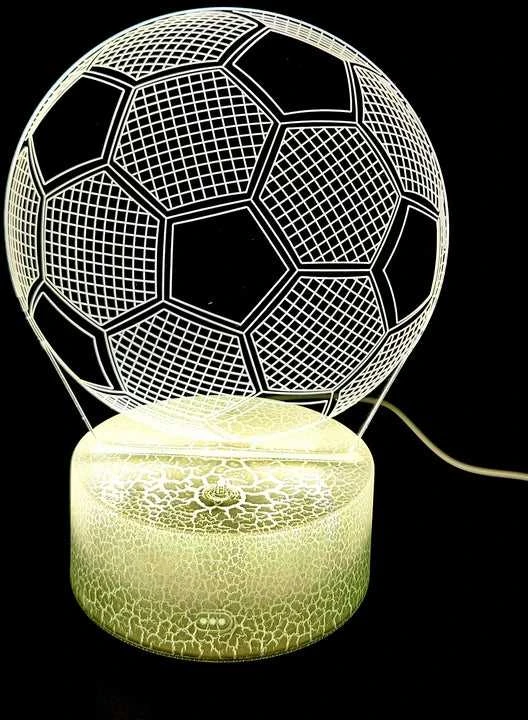 Evermore Enterprise Zhejiang Futbolo naktinė lempa – 3 spalvos, USB/AAA, puiki dovana vaikams