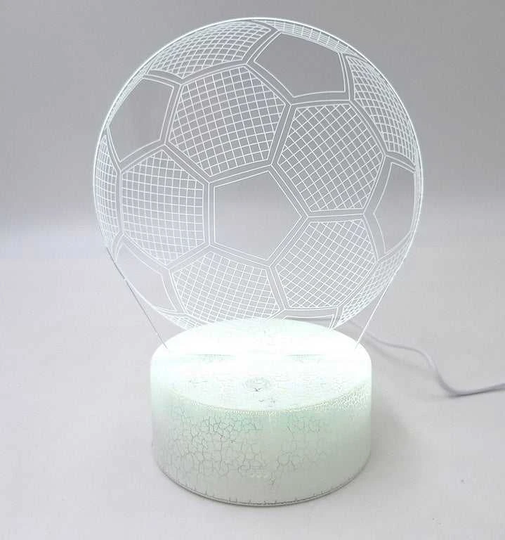 Evermore Enterprise Zhejiang Futbolo naktinė lempa – 3 spalvos, USB/AAA, puiki dovana vaikams