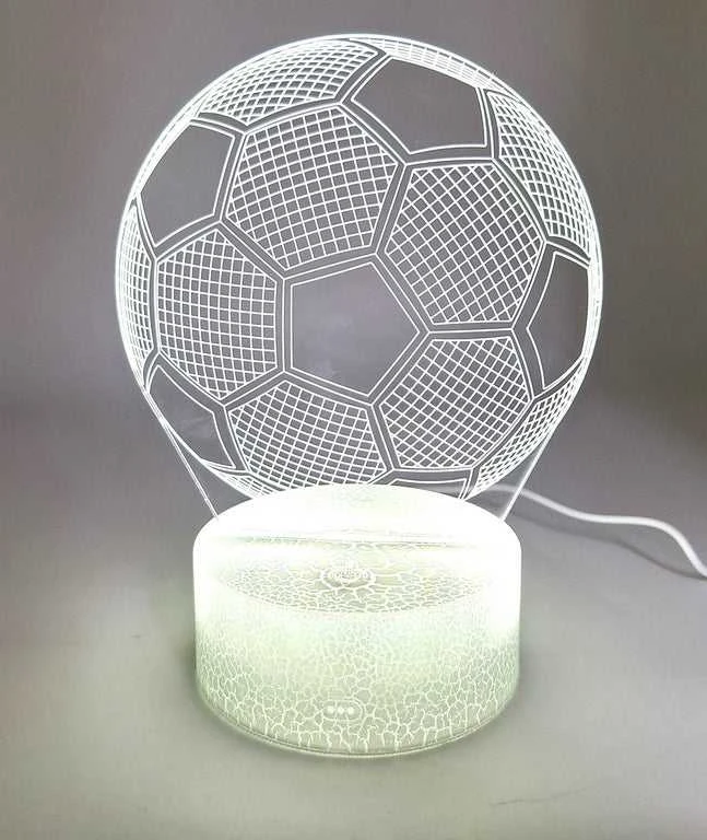 Evermore Enterprise Zhejiang Futbolo naktinė lempa – 3 spalvos, USB/AAA, puiki dovana vaikams