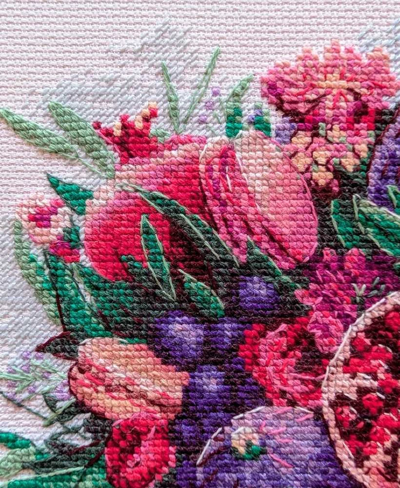 Riolis Kryželiu siuvinėjimo rinkinys „Vaisinė puokštė“ 25x25 cm SR2230