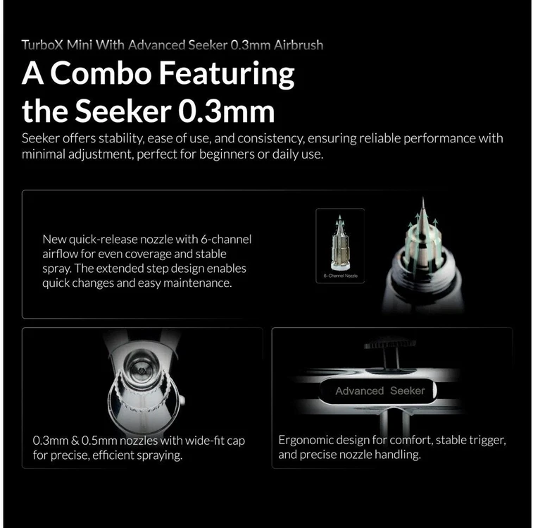 Gaahleri Turbox Mini oro kompresorius su aerografu Seeker 0,3 mm