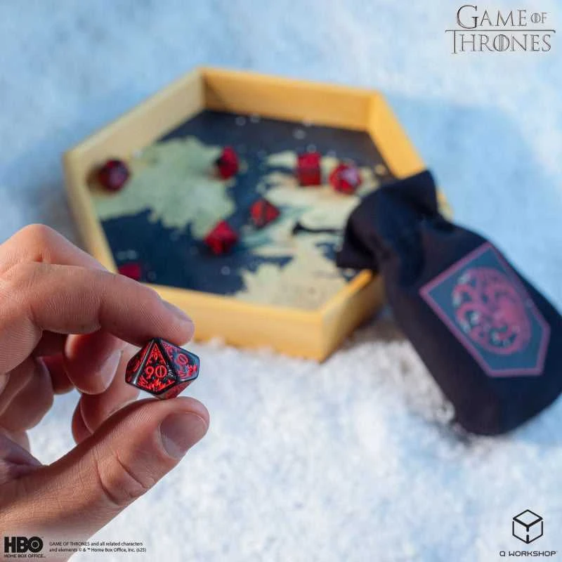 Dėlionė Game of Thrones Targaryen kauliukų rinkinys, juodi su raudona – Q-Workshop