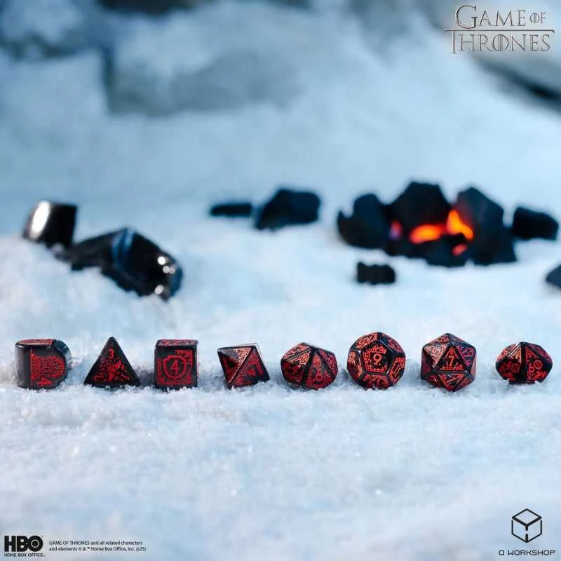 Dėlionė Game of Thrones Targaryen kauliukų rinkinys, juodi su raudona – Q-Workshop
