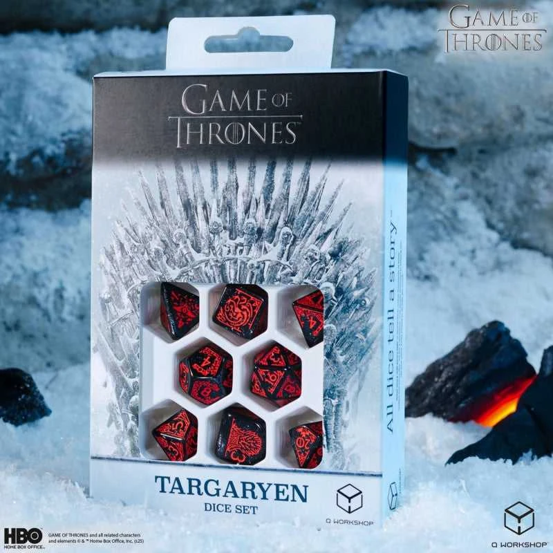 Dėlionė Game of Thrones Targaryen kauliukų rinkinys, juodi su raudona – Q-Workshop