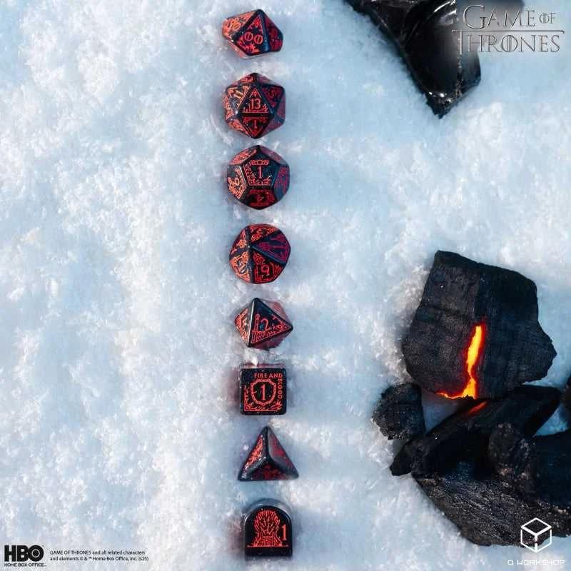 Dėlionė Game of Thrones Targaryen kauliukų rinkinys, juodi su raudona – Q-Workshop