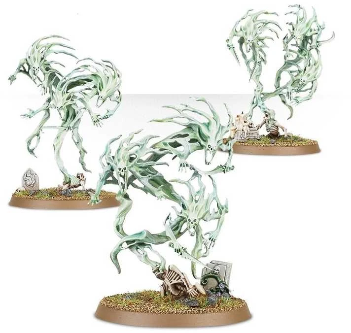 Games Workshop Nighthaunt Spirit Hosts – Warhammer AoS rinkinys (3 miniatiūros, 50 mm bazės)