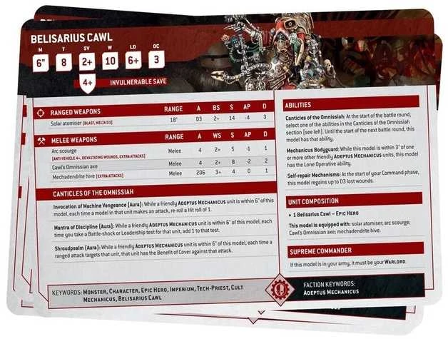 Games Workshop Warhammer 40K Adeptus Mechanicus duomenų kortos (35 vnt., EN)