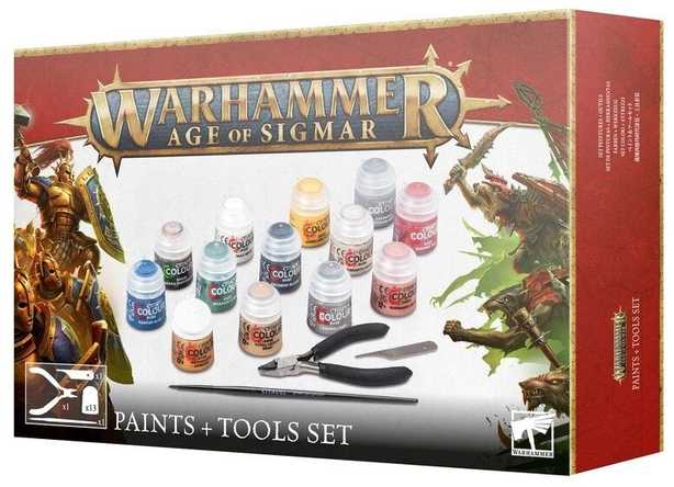 Games Workshop Warhammer Age of Sigmar dažų ir įrankių rinkinys (13 spalvų)