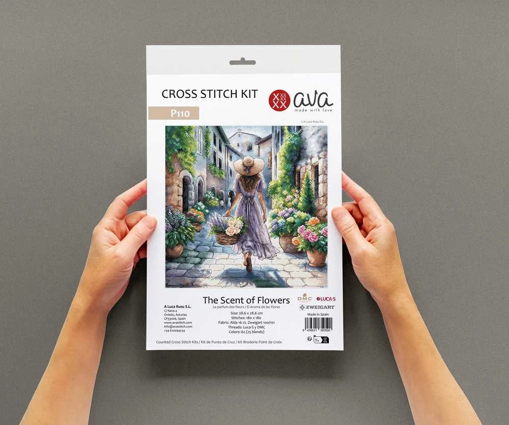 Gėlių aromatas – kryželiu siuvinėjimo rinkinys AVA Stitch