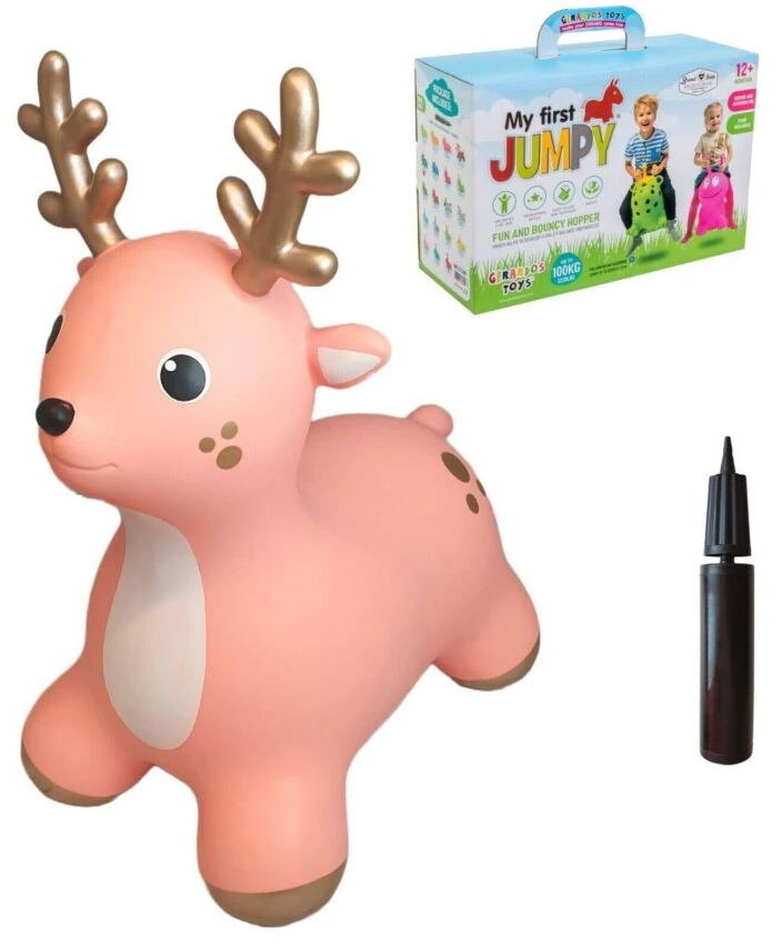 Gerard Toys Lavinamasis šokliukas vaikams rožinis elniukas su pompa, 12+ mėn