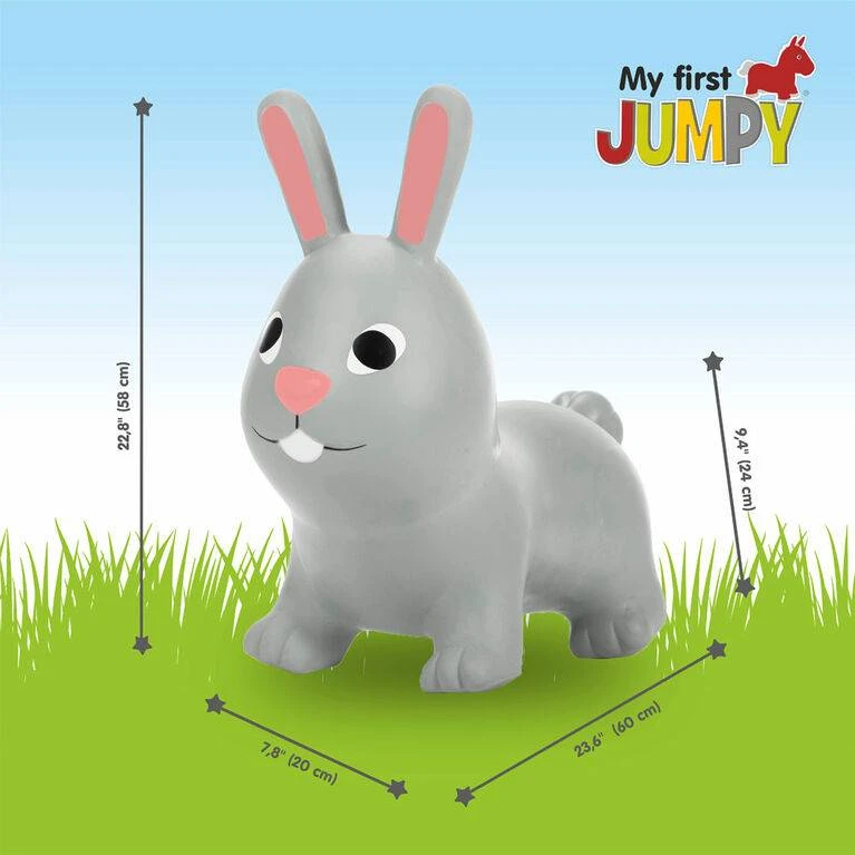 Gerard Toys Rožinis zuikis šokliukas vaikams 12+ mėn. su pompa, neslystantis, iki 100 kg