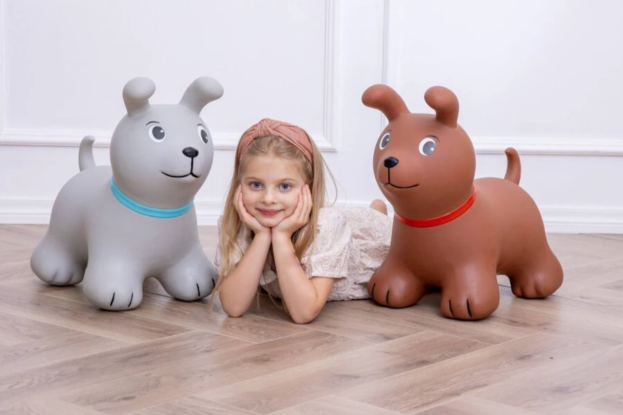 Gerard Toys Rudas šuniuko šokliukas 58 cm vaikams nuo 1 m – su pompa, BPA Free
