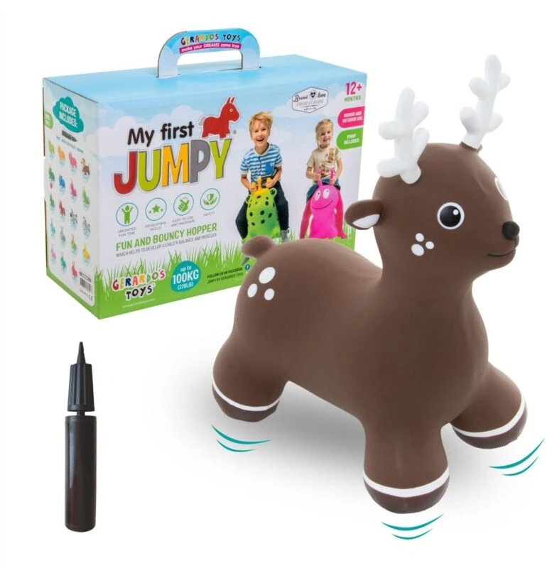 Gerard Toys Vaikiškas šokliukas elniukas 61 cm – neslystantis, su pompa, 12+ mėn.