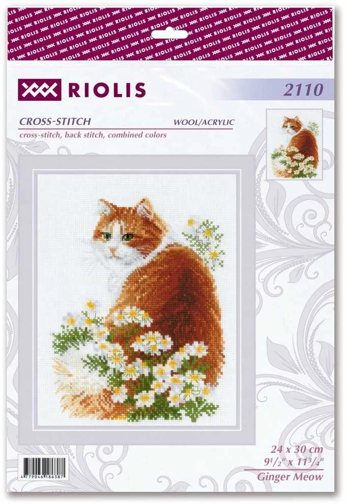 Riolis Kryželiu siuvinėjimo rinkinys Ginger Meow 24x30 SR2110