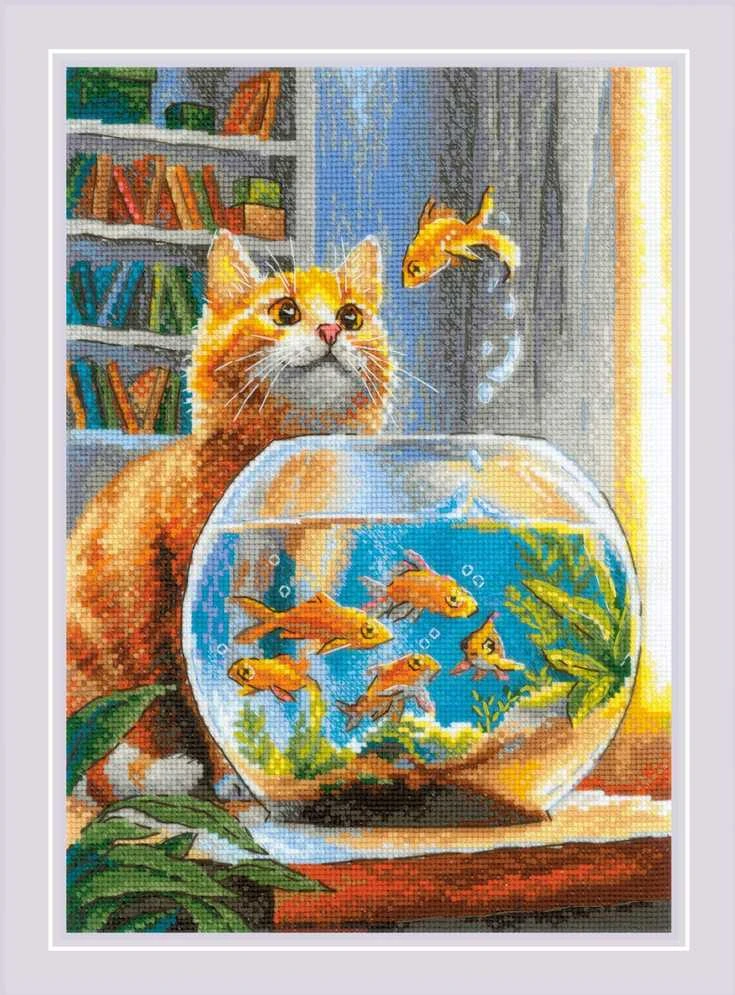 Riolis Kryželiu siuvinėjimo rinkinys "Ginger Observer" 21x30 SR2218