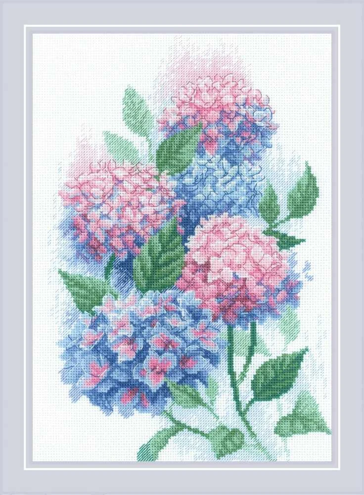 Riolis Kryželiu siuvinėjimo rinkinys Grakščios Hortenzijos 21x30 SR2139