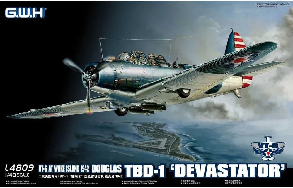 Great Wall Hobby Douglas TBD-1 Devastator 1/48 lėktuvo modelis
