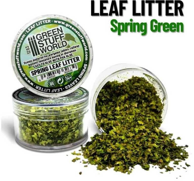 Green Stuff World Žalias Stuff World Dideli miniatiūriniai lapai dioramoms, pavasario žalia, 10 g