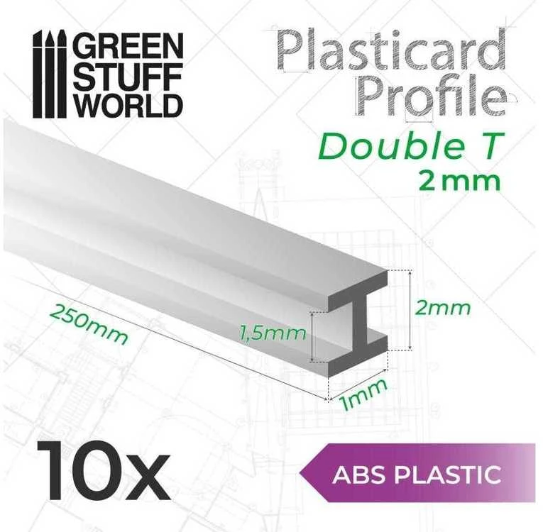 Green Stuff World Žalias Stuff World Žalias Stuff World ABS dvigubas T profilis 2 mm, 10 vnt., 250 mm
