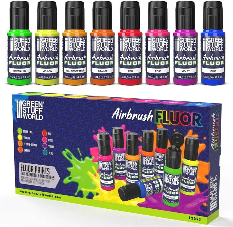 Green Stuff World Žalias Stuff World Žalias Stuff World fluorescencinių dažų aerografui rinkinys, 8 x 17 ml 12253