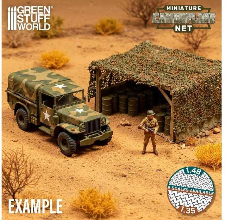 Green Stuff World Žalias Stuff World Žalias Stuff World miniatiūrų kamufliažo tinklas 1/48, žalias (13511)