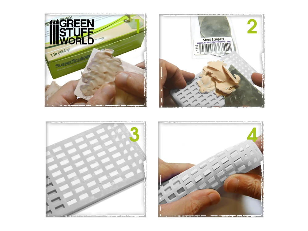 Green Stuff World Žalias Stuff World Žalias Stuff World silikoninės formos plytų liejimui 1:35, 3 vnt.