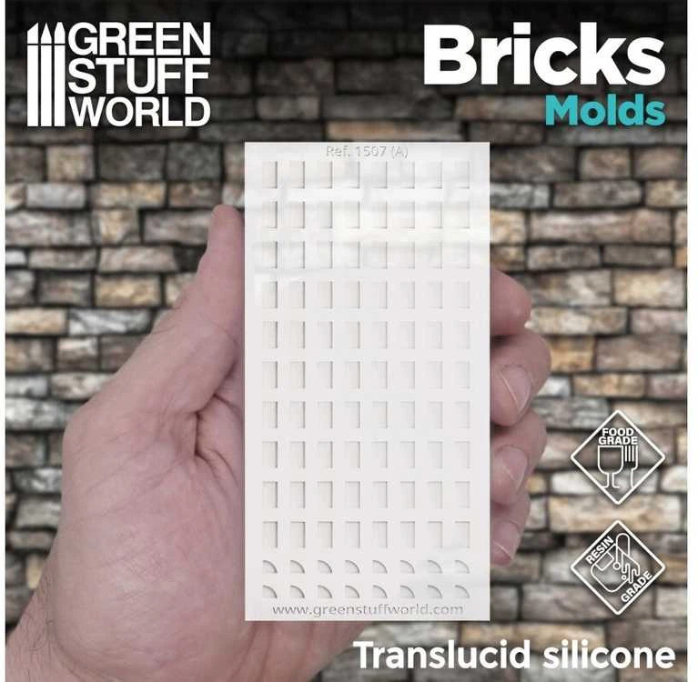 Green Stuff World Žalias Stuff World Žalias Stuff World silikoninės formos plytų liejimui 1:35, 3 vnt.