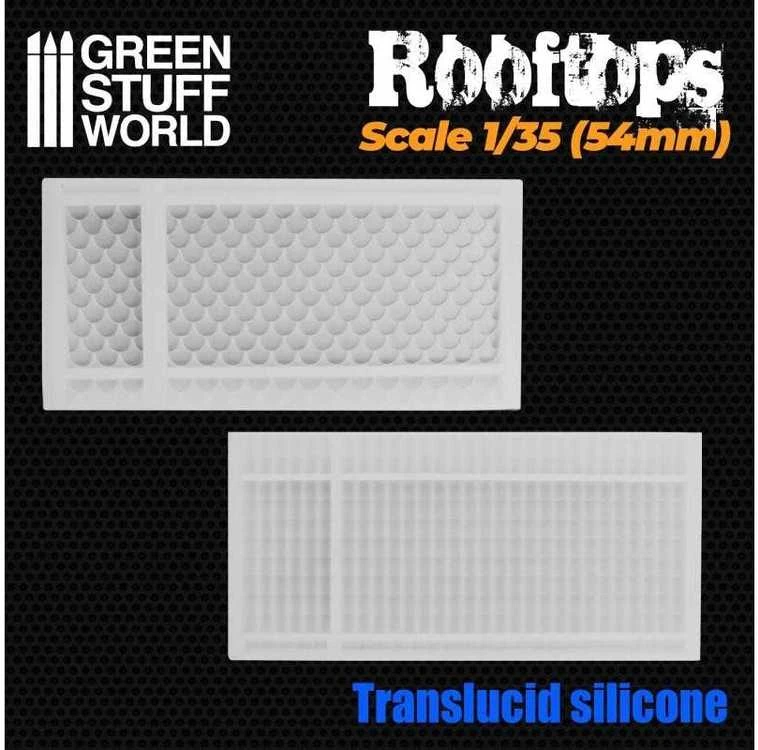 Green Stuff World Žalias Stuff World Žalias Stuff World silikoninės formos stogo čerpėms 1/35 (54 mm), 2 vnt.