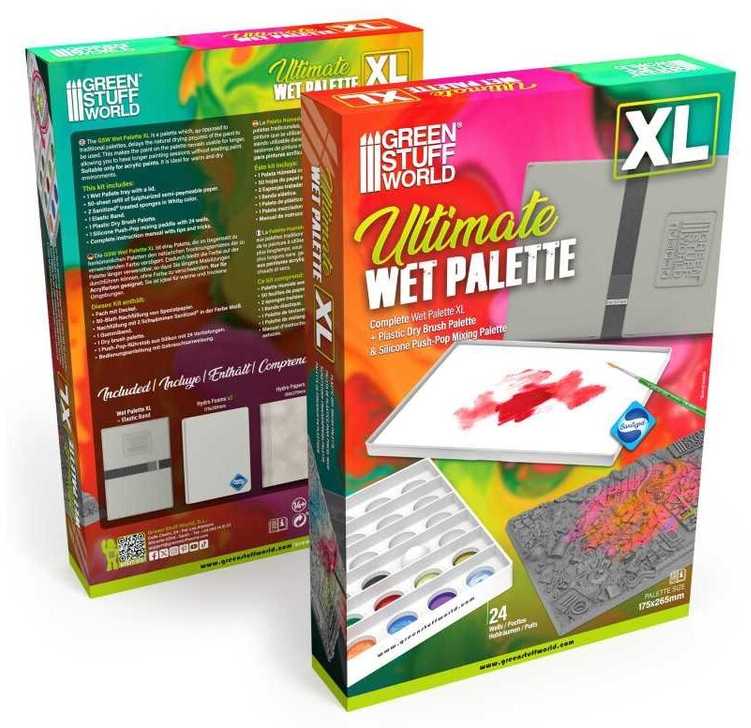 Green Stuff World Žalias Stuff World Žalias Stuff World šlapia paletė Ultimate XL su drybrush ir silikonine palete