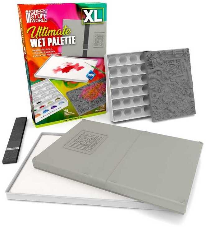 Green Stuff World Žalias Stuff World Žalias Stuff World šlapia paletė Ultimate XL su drybrush ir silikonine palete