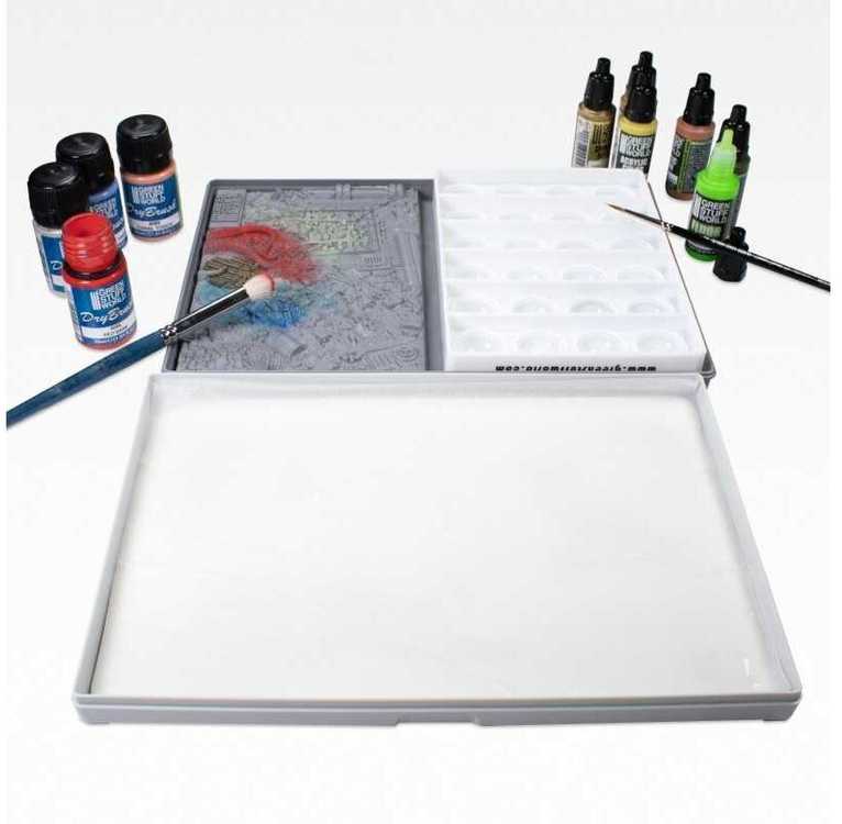 Green Stuff World Žalias Stuff World Žalias Stuff World šlapia paletė Ultimate XL su drybrush ir silikonine palete