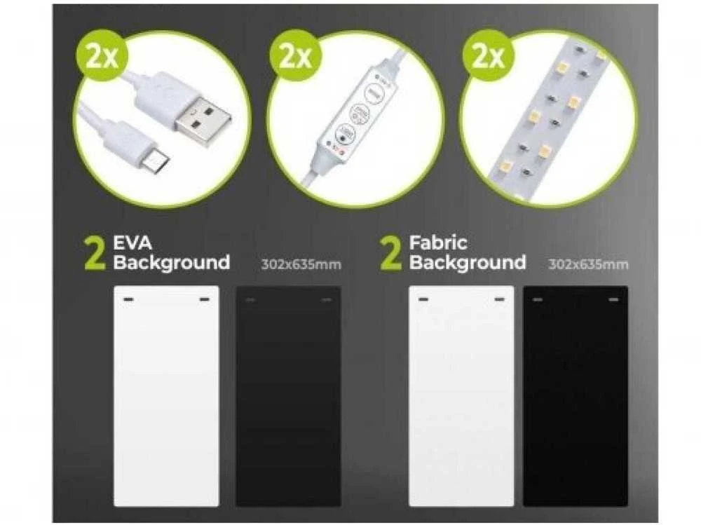 Green Stuff World Žalias Stuff World Žalias Stuff World Šviesdėžė XL – LED fotostudija, sulankstoma, USB 31x31x30 cm