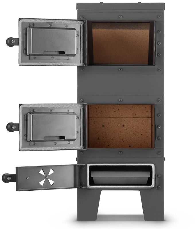 Grillman Šamotinė malkinė krosnelė su virykle 7 kW, ekologiškas šildymas