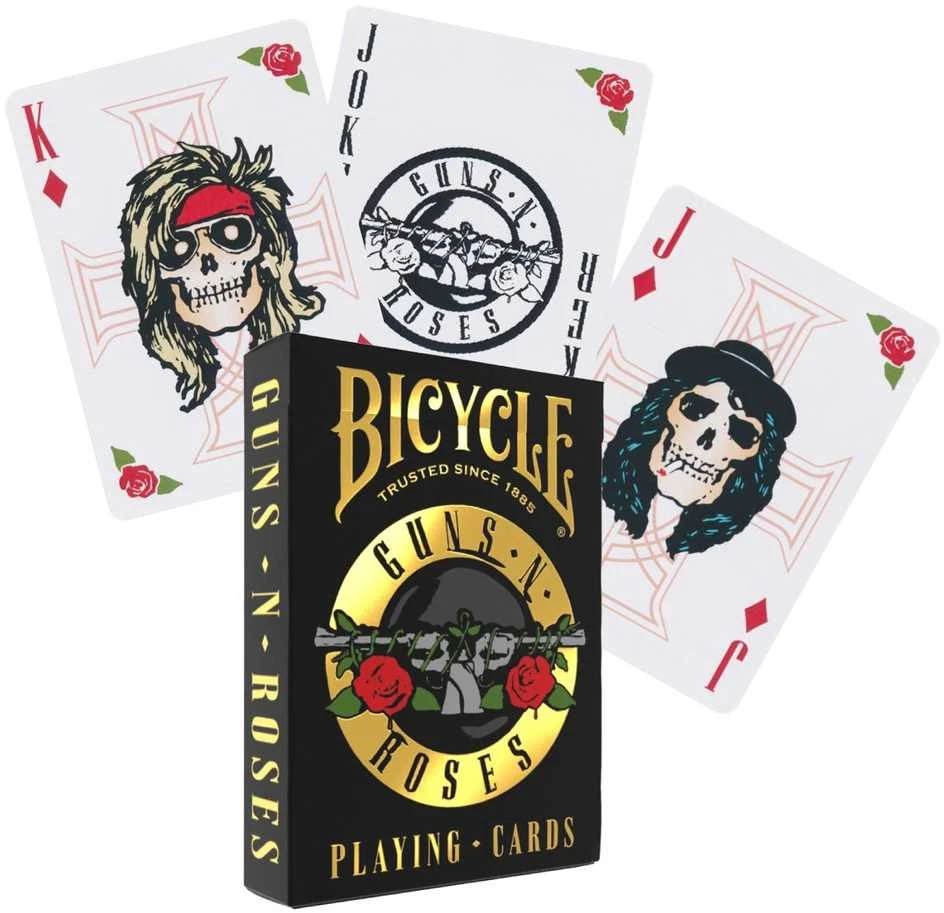 Guns N' Roses Bicycle žaidimo kortos – pokeriui ir kolekcionieriams