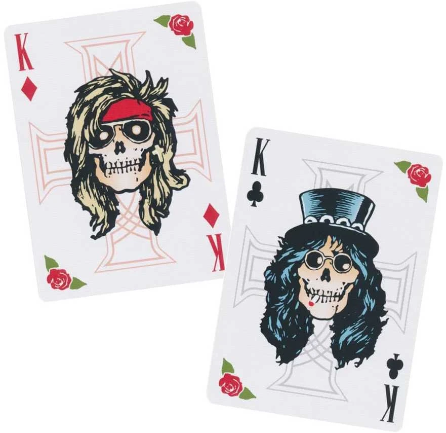 Guns N' Roses Bicycle žaidimo kortos – pokeriui ir kolekcionieriams