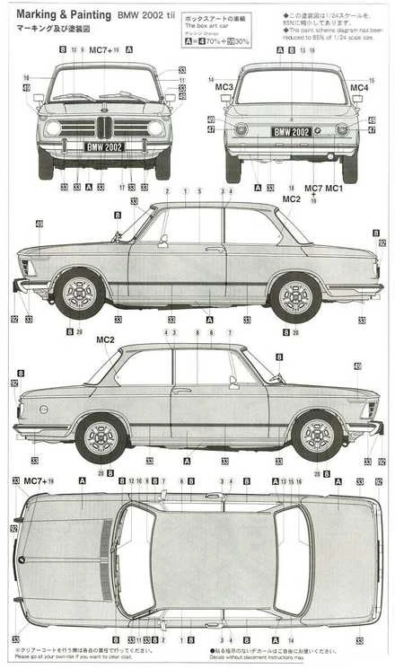 Hasegawa BMW 2002 tii 1971 plastikinis surenkamas modelis 1/24