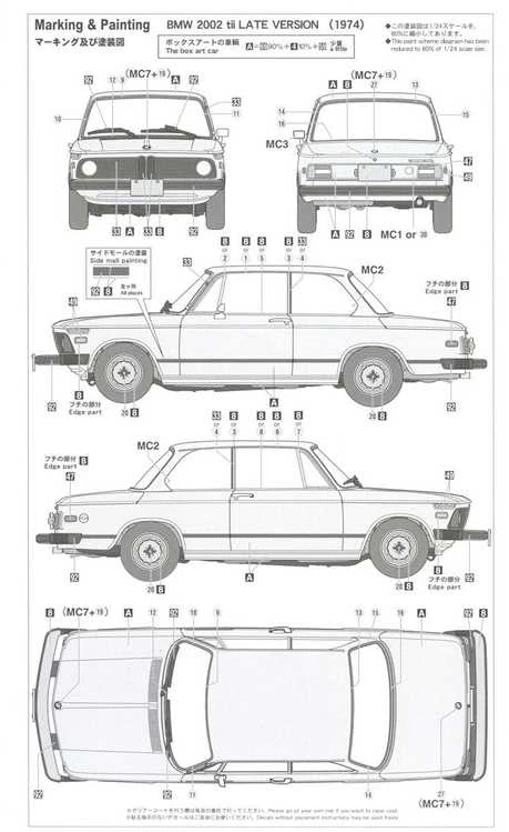 Hasegawa BMW 2002 tii vėlyvasis 1/24 su dideliu bamperiu