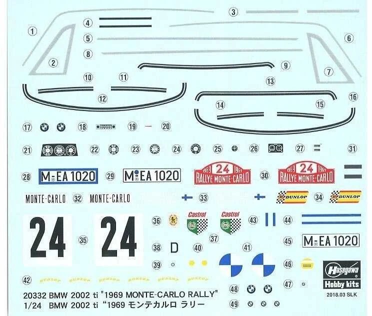 Hasegawa BMW 2002ti 1969 Monte Carlo ralio modelis 1/24