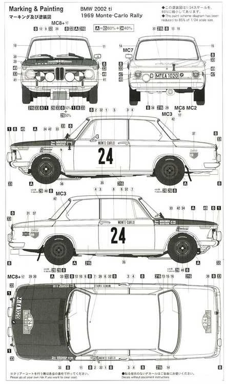 Hasegawa BMW 2002ti 1969 Monte Carlo ralio modelis 1/24