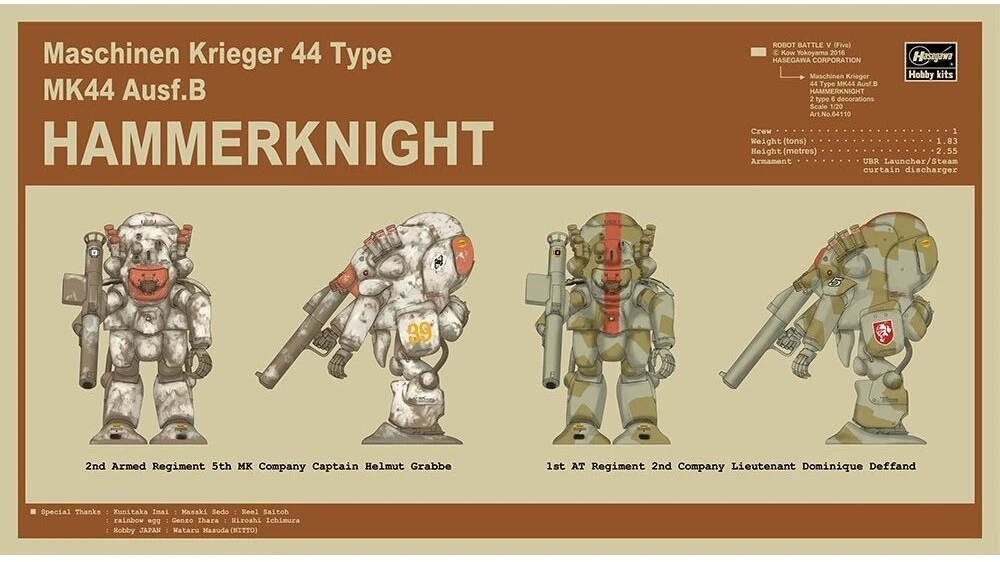 Hasegawa Hammerknight MK44 robotas plastikinis surenkamas modelis 1/20
