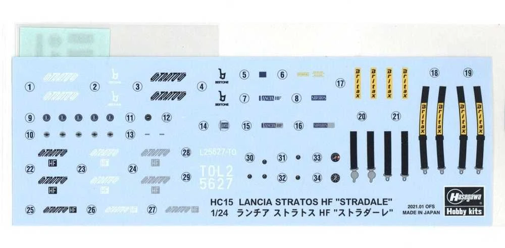 Hasegawa Lancia Stratos HF 1/24 surenkamas plastikinis modelis