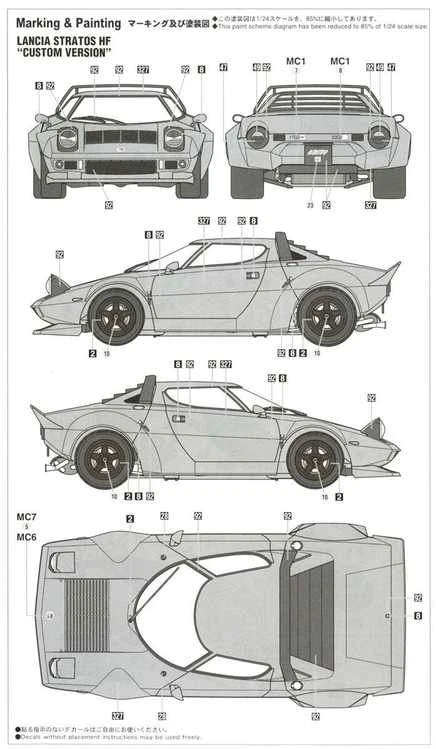 Hasegawa Lancia Stratos HF 1/24 surenkamas plastikinis modelis