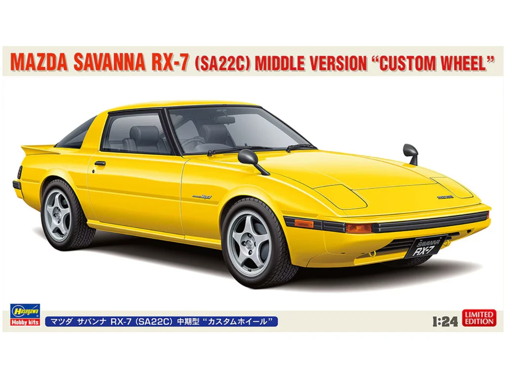 Hasegawa Mazda Savanna RX-7 SA22C 1:24 surenkamas modelis su ratlankiais