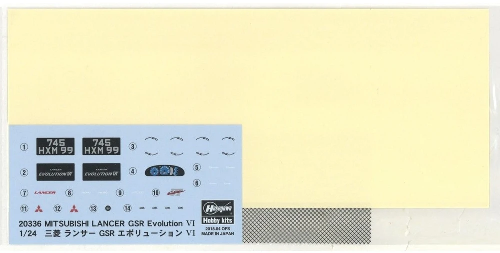 Hasegawa Mitsubishi Lancer Evolution VI GSR plastikinis modelis 1:24