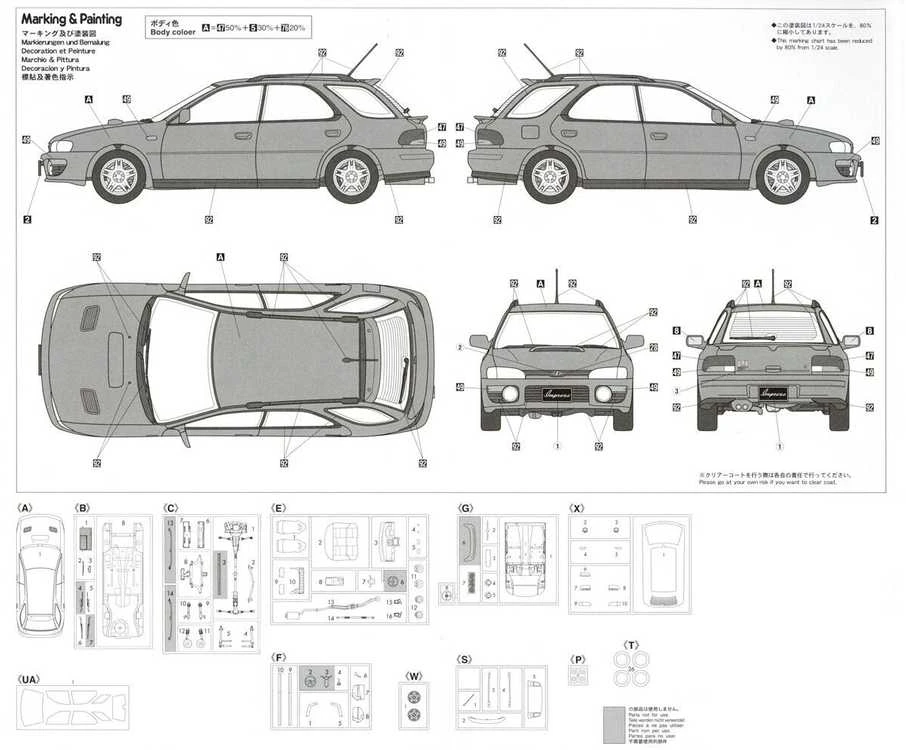 Hasegawa Subaru Impreza WRX Sports Wagon 1/24 plastikinis modelis