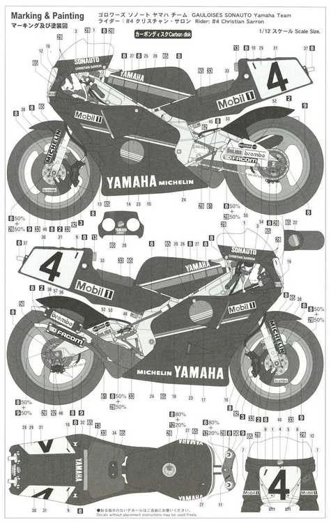 Hasegawa Yamaha YZR500 (0WA8) Sonauto 1989 1/12 – plastikinis rinkinys