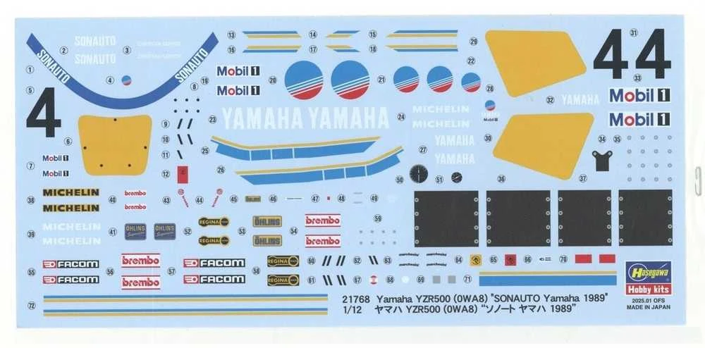 Hasegawa Yamaha YZR500 (0WA8) Sonauto 1989 1/12 – plastikinis rinkinys