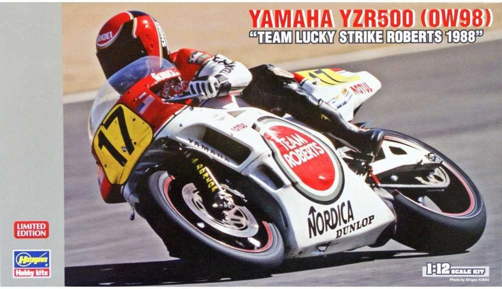 Hasegawa Yamaha YZR500 1/12 Lucky Strike Roberts 1988 moto modelis