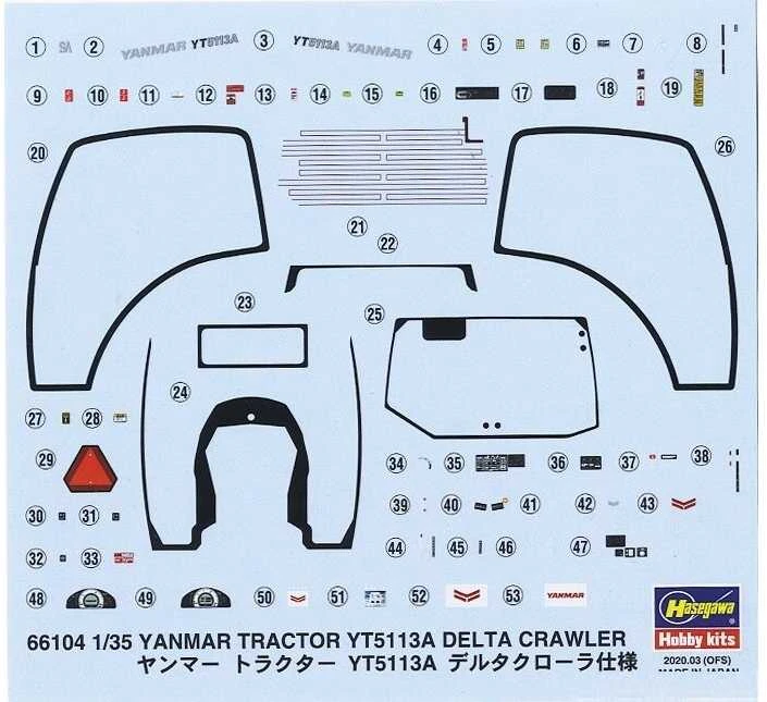 Hasegawa Yanmar traktorius YT5113 Delta Crawler 1/35 plastikinis modelis 66104
